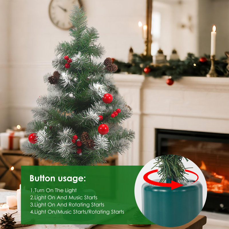 The Holiday Aisle® 2Ft Christmas Tree Rotatable With Color Lights